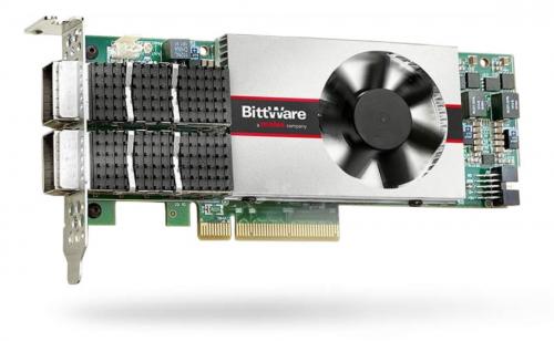 BittWare 385A PCIe FPGA Board is equipped with 2x banks of 4GB DDR4 SDRAM x 72 bits and 2133MT per second for each bank.