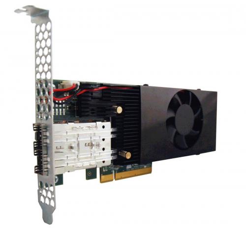 BittWare 385 Altera Stratix V A7 FPGA accelerator card with dual SFP+ 10 GbE ports and 8 GB high-speed DDR3, OpenCL, active cooling.