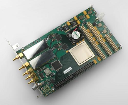DDRX16 Mezzanine board for PCI / PCIe main board equipped with Xilinx Virtex 6 LX FPGA (XC6VLX240T) with dual 2 – 300 MHz ports for DSP digitizing from EDT. 