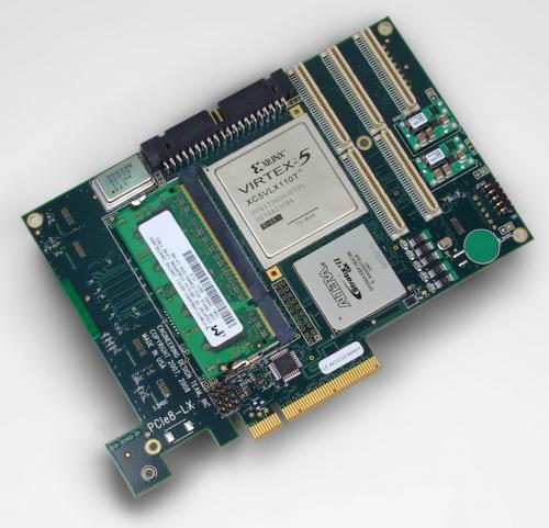 EDT PCIe8 LX with Xilinx Virtex 5 supporting 8-lane DMA device and different FPGA options.