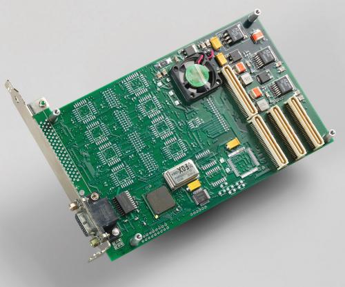 SSE Mezzanine board for PCI / PCIe main board with 2 input and 1 output ECL channels supporting 4x groups off 32x additional LVDS, ECL, or RS-422 signals from EDT. 