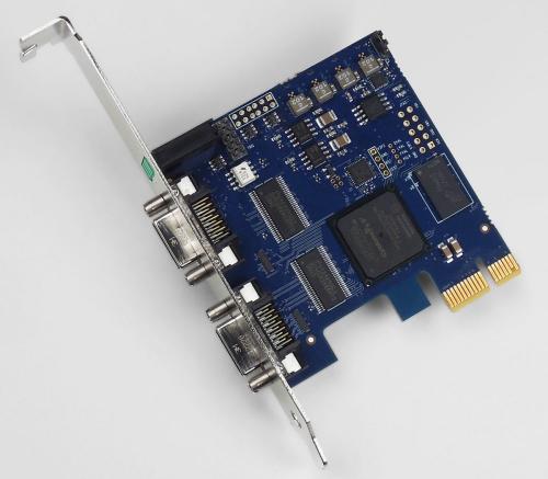 VisionLink F1 Camera Link Frame Grabber by EDT supporting 1-, 4-, 8-, or 16-lane PCIe slots and equipped 2x SDR26 connectors for 2x Camera Link cameras. 