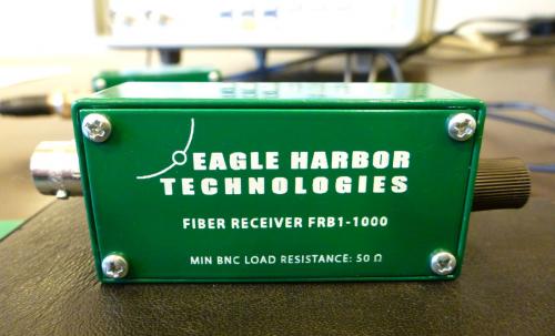 EHT FRB1-1000 Fiber receiver showing 1 channel with 3 ns typical rise / fall times and single 2.2 mm fiber input channel.