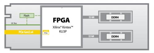BittWare 250-M2D M.2 Accelerator Module Beschleunigerdiagramm mit Hardwarekomponenten.