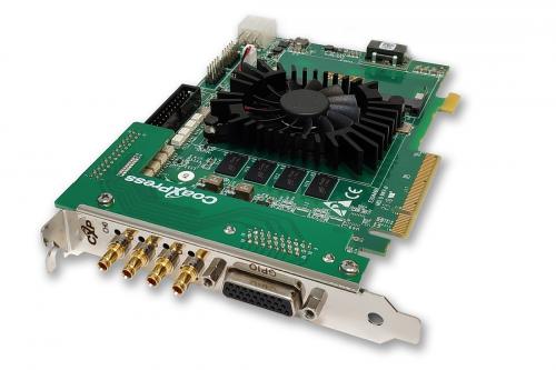 Kaya KY-FGK-400 Komodo CoaXPress Frame Grabber FPGA board with with GPIO for machine control signals, such as triggers, timers, shaft encoders, exposure control and general I/O. 
