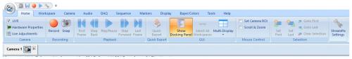 Example of modified ribbon toolbar of NorPix StreamPix Studio software. 