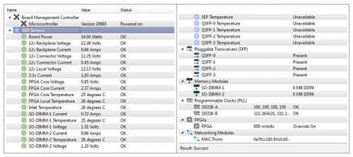 Das BittWorks II Toolkit umfasst die BwMonitor-App, die einen Einblick in die Board-Verwaltungsfunktionen wie Live-Board-Stromversorgung und Temperaturanzeige von BittWare-Hardware bietet.