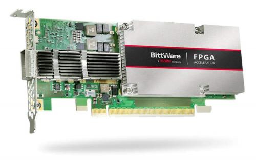 BittWare IA-420F Agilex PCIe Gen4 x16 FPGA Card with 2nd-Generation HyperFlex Architecture and 2Gbit On-board Flash memory for booting FPGA. 