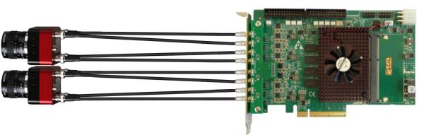Duale KY-FGK-801-Topologie von Komodo CoaXPress Frame Grabber mit Board- und 2x Kamera-Links.