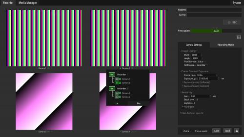 Mit den Kameraeinstellungen der MultiCamera.Systems-Software können alle Kameras synchron eingestellt werden.