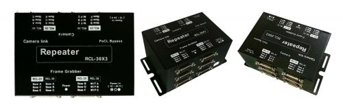 Syscom RCL-30X3 Camera Link Repeater mit Base, Medium, Full Mode in 3-Link-Konfiguration, wird an den kompakten MDR26-Connect angeschlossen.