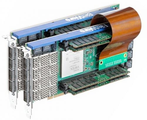 BittWare XUPP3R PCIe accelerator FPGA board with flexible SEP-to-SEP cable allows connecting 2x BittWare boards together allowing board-to-board communication.