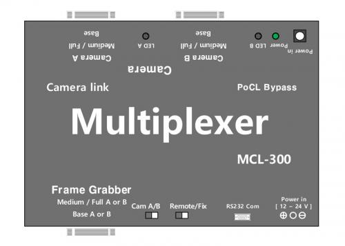 Syscom MCL-300 Zweischicht-Vier-Wege-Kamera-Link-Multiplexer Unterstützt Base/Medium/Full, 2:1 Selector/Repeater-Embadding-Modi und Molex 53259-0329 Male, DC Jack - DC 005 Anschlusstypen.