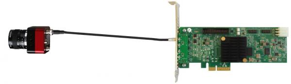 Single KY-FGP-100 Topology of Predator 1 channel CoaXPress Frame Grabber showing the board and 1x camera links.