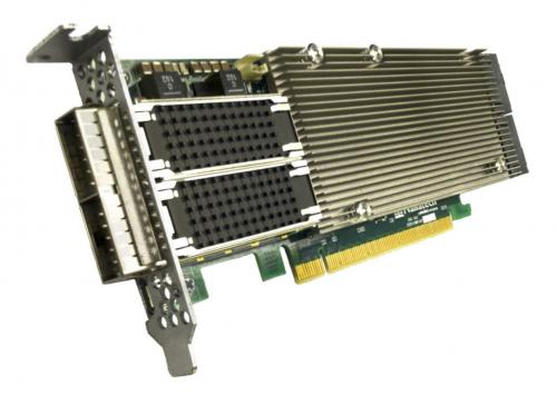 BittWare 250-SoC mit 2x 4-25Gbps-Lanes QSFP28 Ports auf der Frontplatte und zwei oder vier OCuLink High-Speed Serial Interfaces auf der Rückseite.
